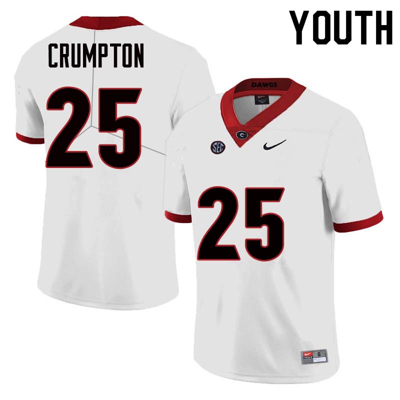 Youth Georgia Bulldogs #25 Ahkil Crumpton College Football Jerseys Sale-White